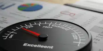 Credit score meter showing excellent rating for 2025