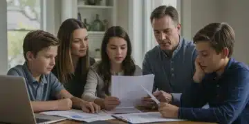 Family reviewing 2025 tax documents, planning deductions