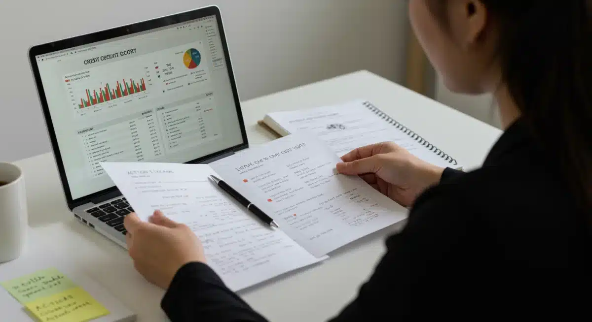 Person organizing financial documents for credit management