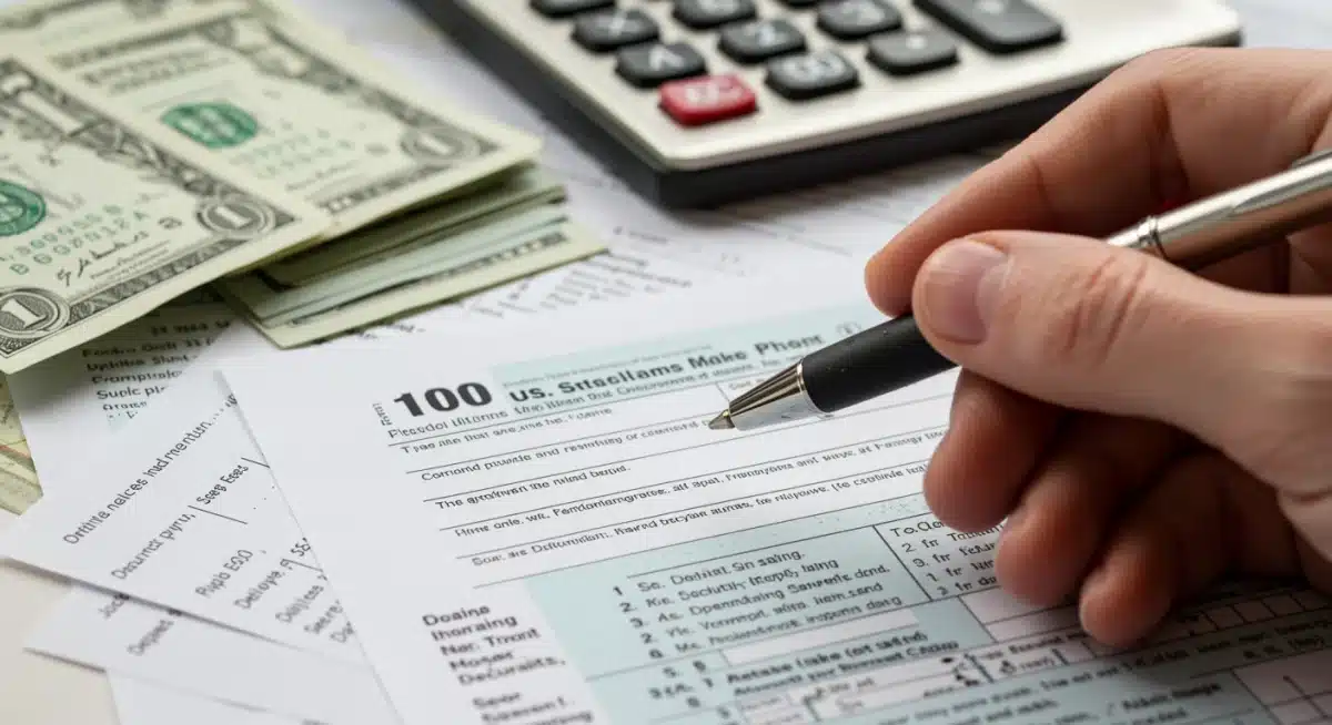 Detailed tax form with highlighted deduction categories