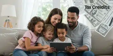 Child Tax Credit 2025: $2,000 Per Child Eligibility Happy family with two children on a couch, representing child tax credit benefits