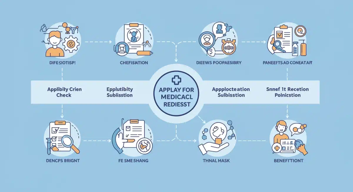 Flowchart illustrating the steps for Medicaid application process