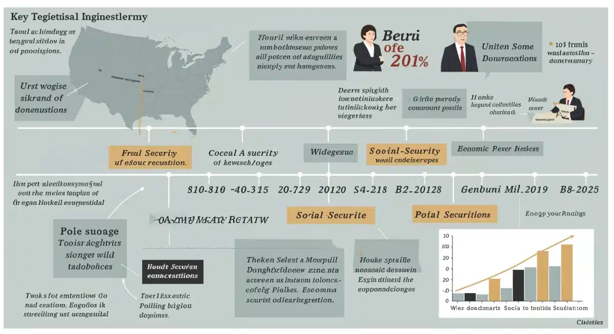 Infographic detailing timeline of Social Security reform discussions and milestones for 2025