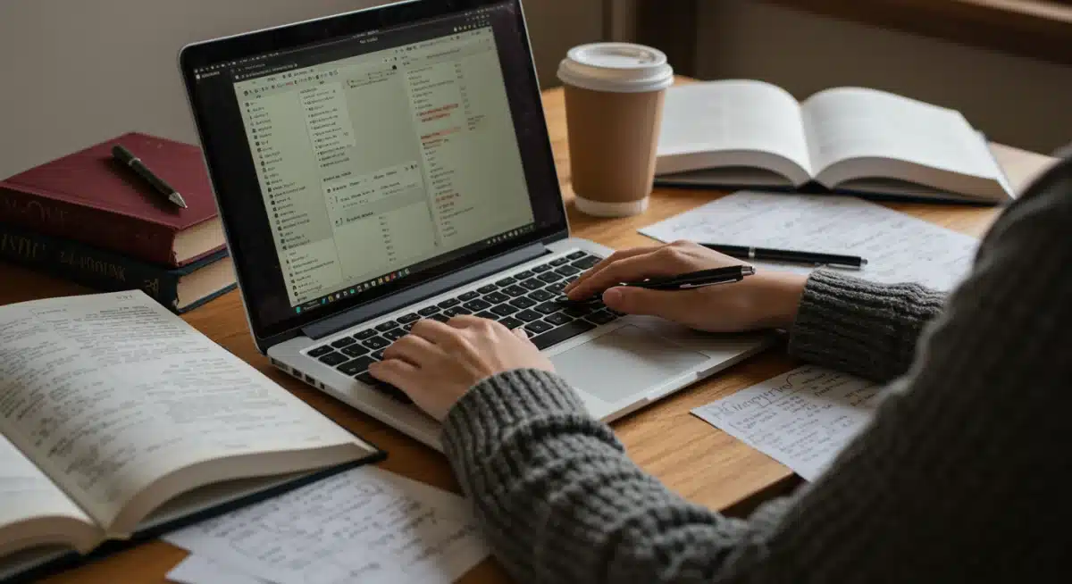 Student diligently working on scholarship applications on a laptop