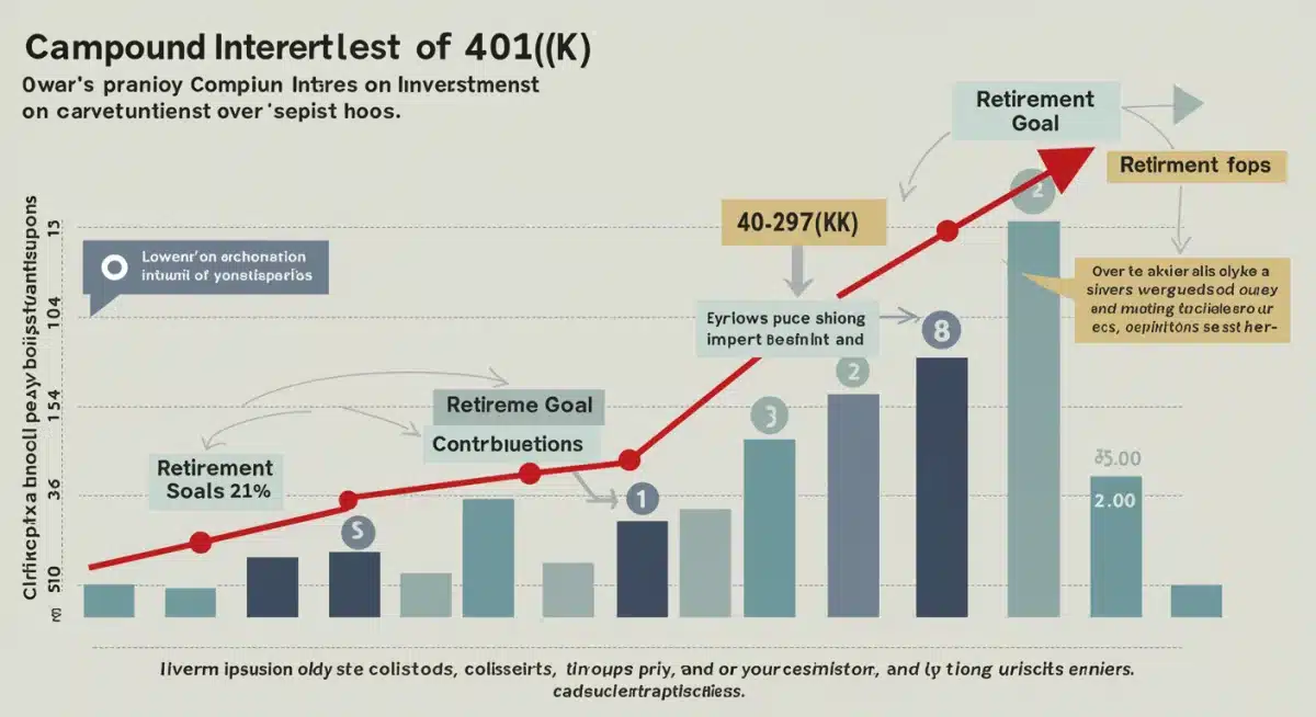 Infographic showing compound interest growth in 401(k)
