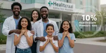 Smiling family relieved by healthcare premium reduction