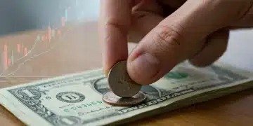 Hand placing quarter on money stack, symbolizing interest rate hike impact.