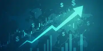 Upward trending interest rate graph with dollar symbols and financial charts in background.