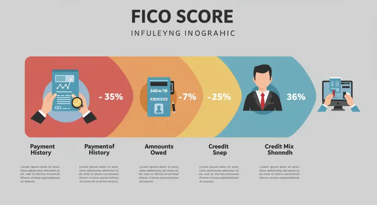 Infographic showing factors influencing FICO score calculation