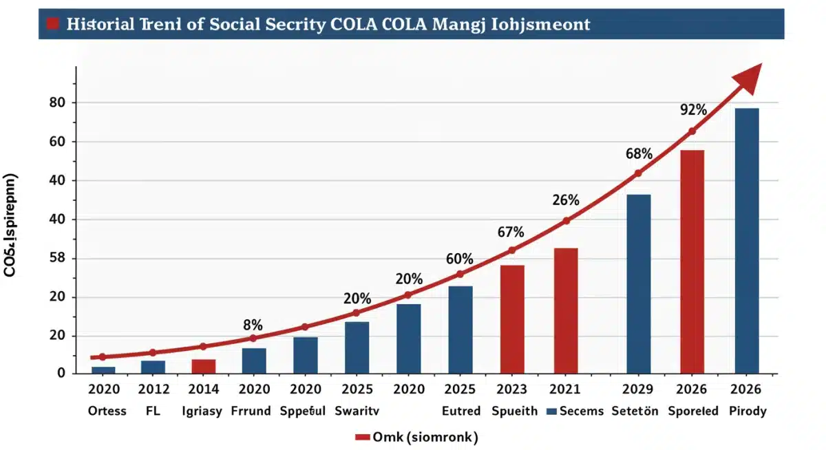 Historical Social Security COLA adjustments graph with 2026 projection