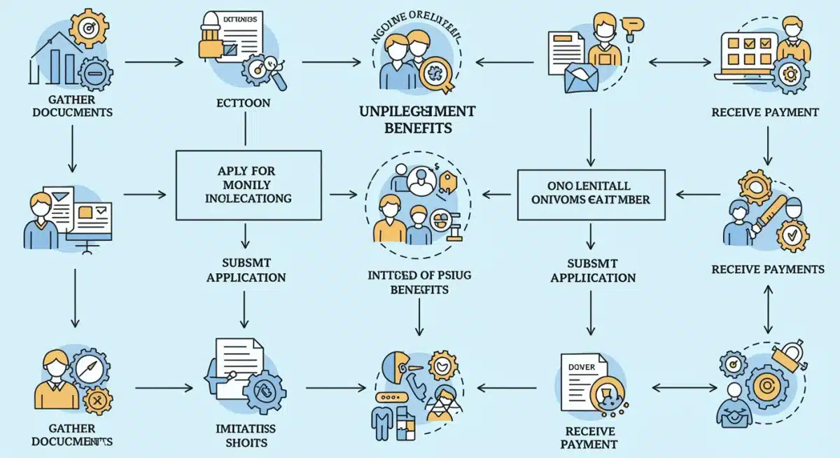Flowchart detailing the unemployment benefits application process