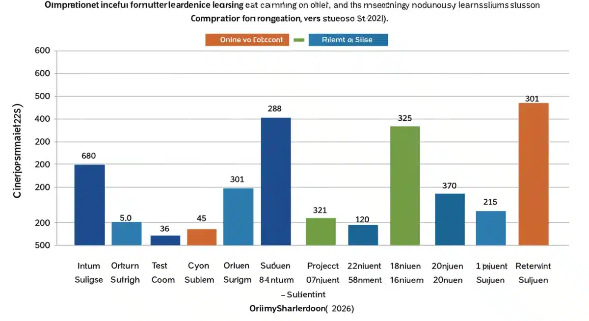 Data visualization of academic performance in online vs. in-person learning 2026
