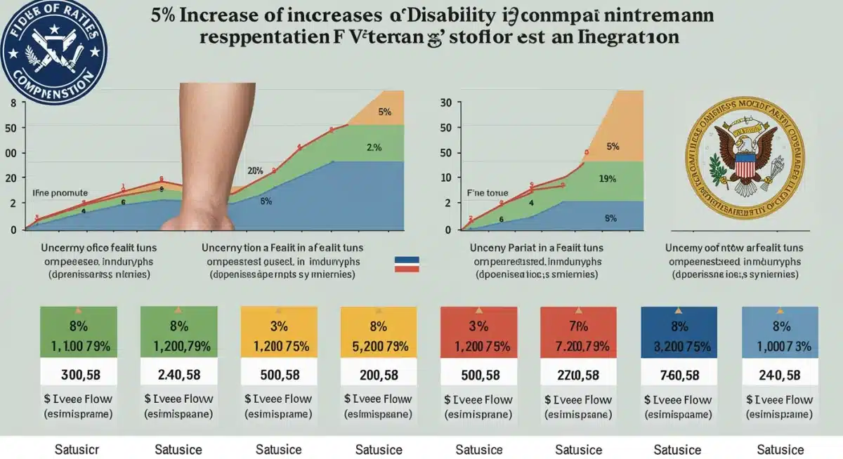 Infographic showing a 5% increase in veterans disability compensation payments