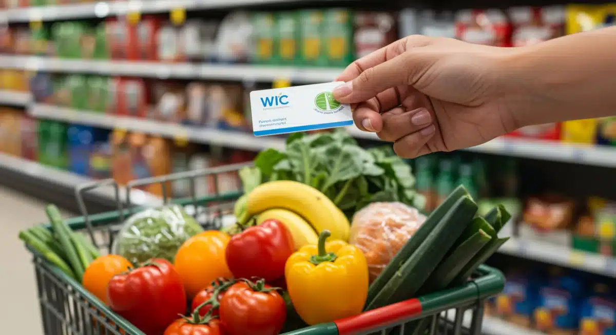 WIC EBT card being used at a grocery store checkout