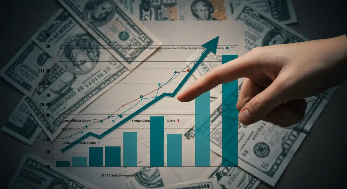 Financial graph demonstrating capital gains impact with tax forms.