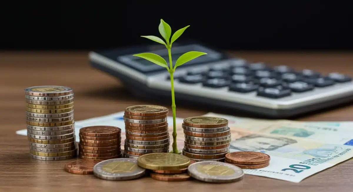 Stacked coins and currency symbolizing growing retirement savings and consistent investments