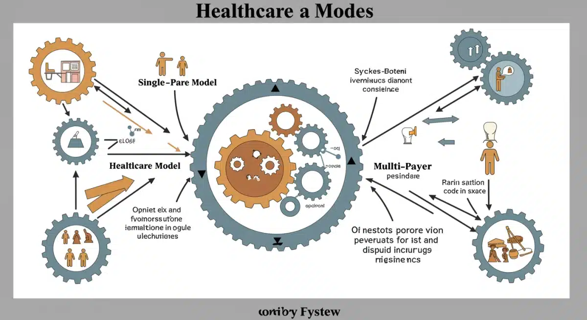 Infographic illustrating various healthcare system models and complexities