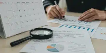 Calendar highlighting 2026 and Medicare Part B documents with a magnifying glass, symbolizing future planning for Medicare premiums.