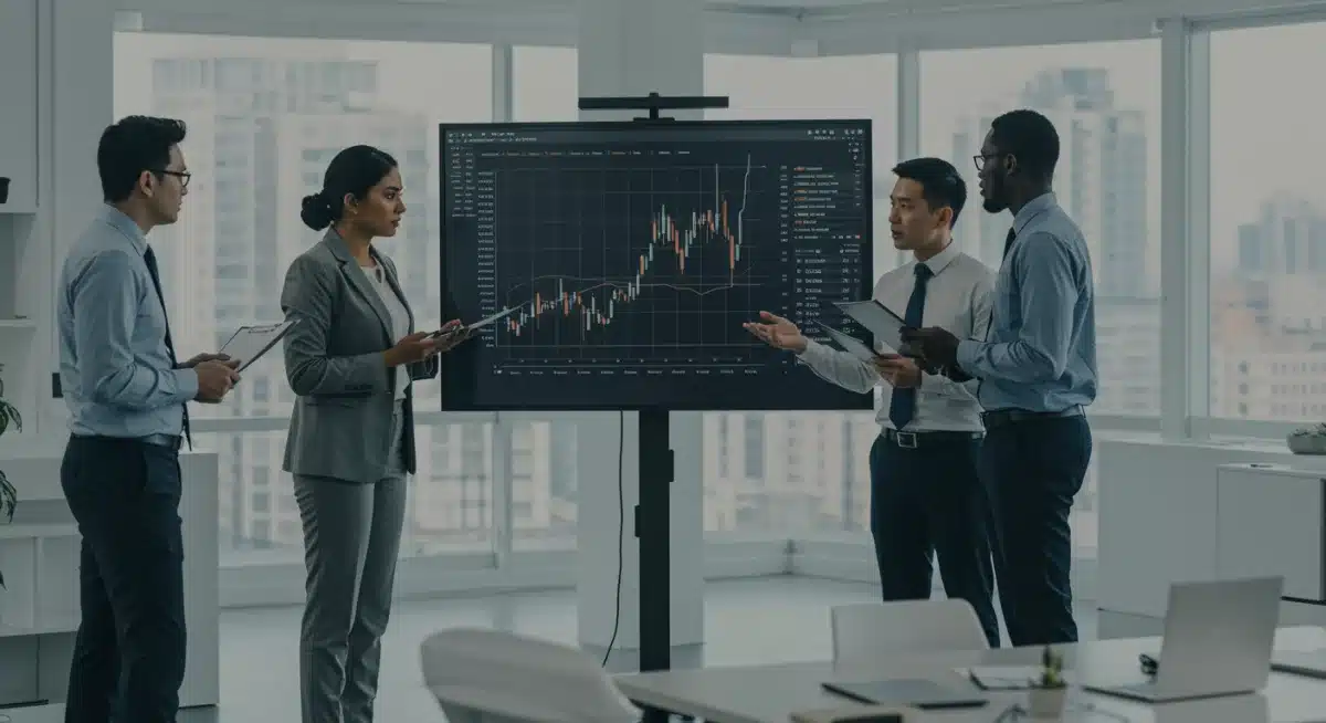 Economists and policymakers discussing inflation data in a meeting room.