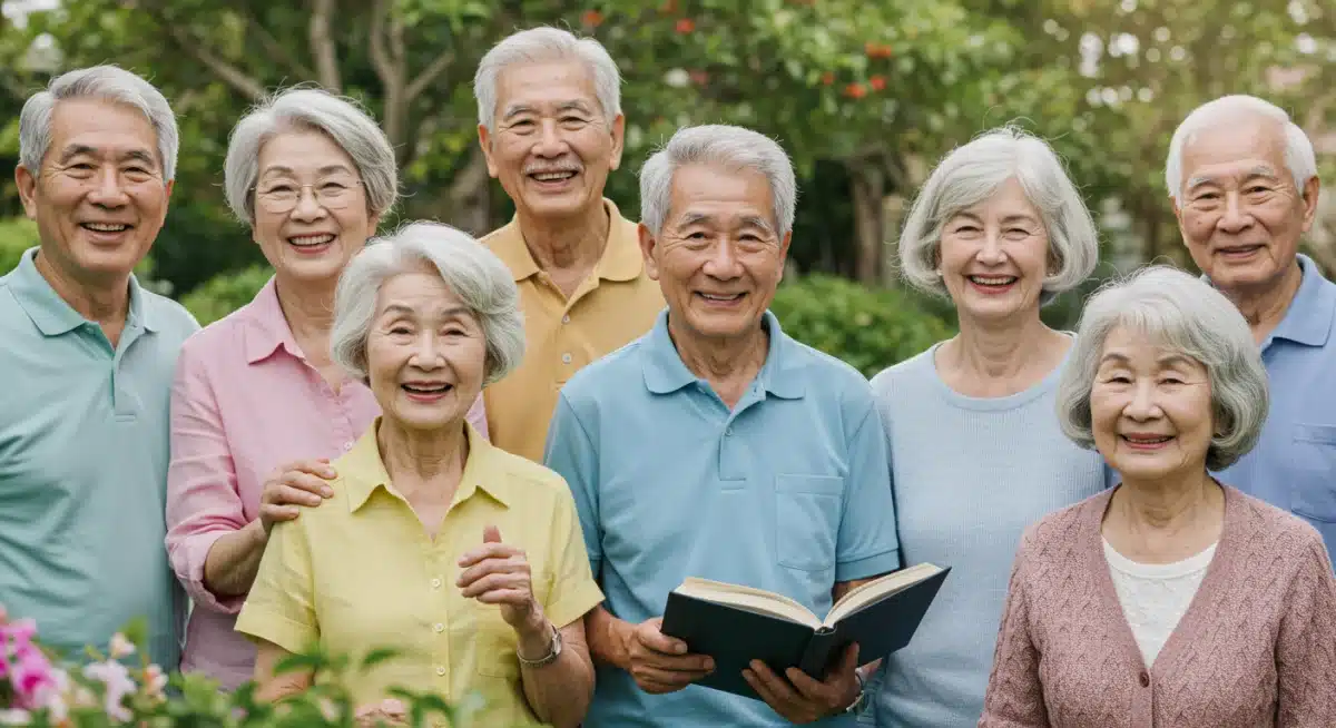 Happy senior citizens enjoying retirement, representing financial security.