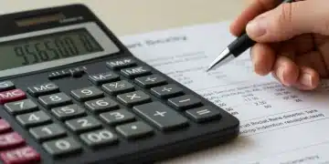 Calculator and Social Security document, symbolizing benefit calculations and financial planning.