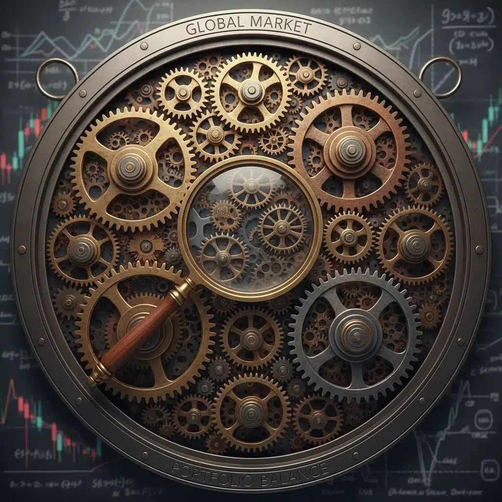 Interconnected gears illustrating market volatility and the dynamic nature of portfolio management.