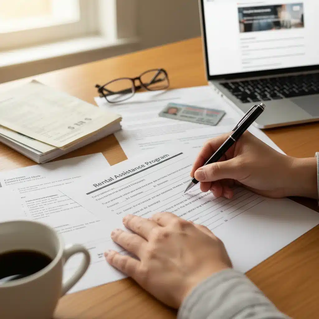 Person filling out rental assistance application form