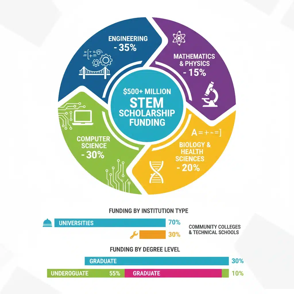 Infographic showing 0 million STEM scholarship funding distribution