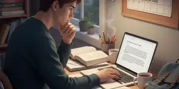 Thoughtful student writing college essay for 2026 admissions