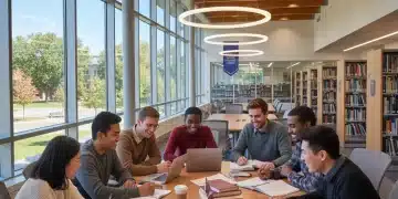 Students learning together, symbolizing educational opportunity and financial aid success.