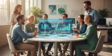 Professionals in a modern office, symbolizing a strong and stable US job market with low unemployment.