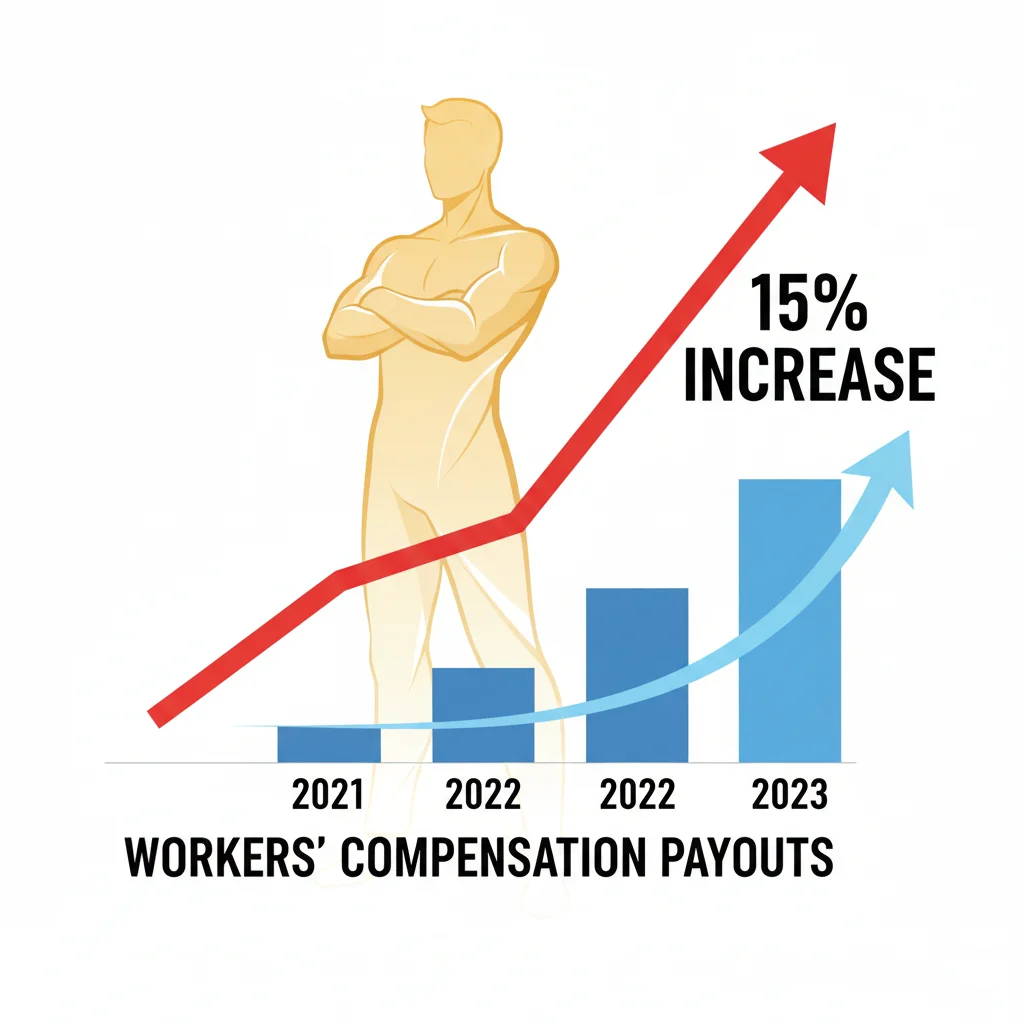 Graph illustrating a 15% increase in workers' compensation payouts.