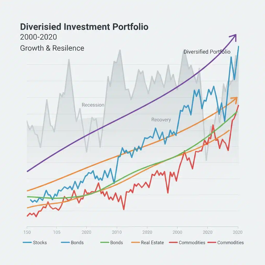 Diversified investment portfolio chart showing asset allocation for inflation protection.