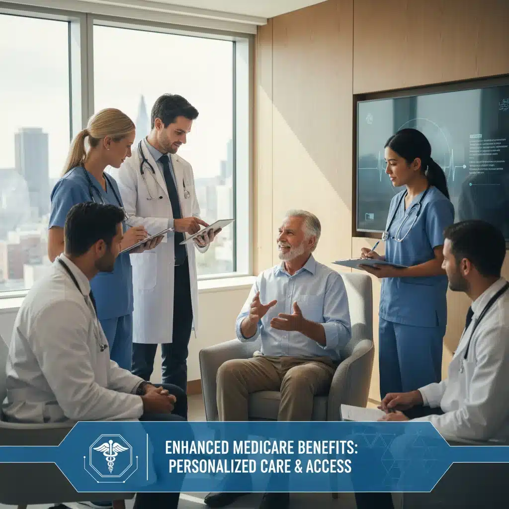 Healthcare professionals assisting senior patient, symbolizing improved medical access.