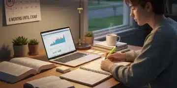 Student studying with a 6-month calendar for standardized tests 2026