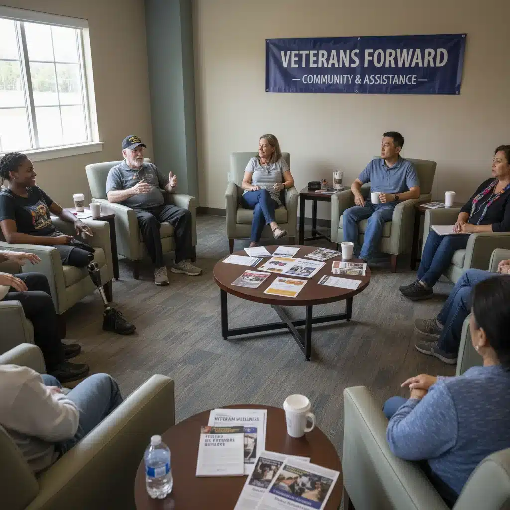 Veterans in a support group discussing benefits and resources