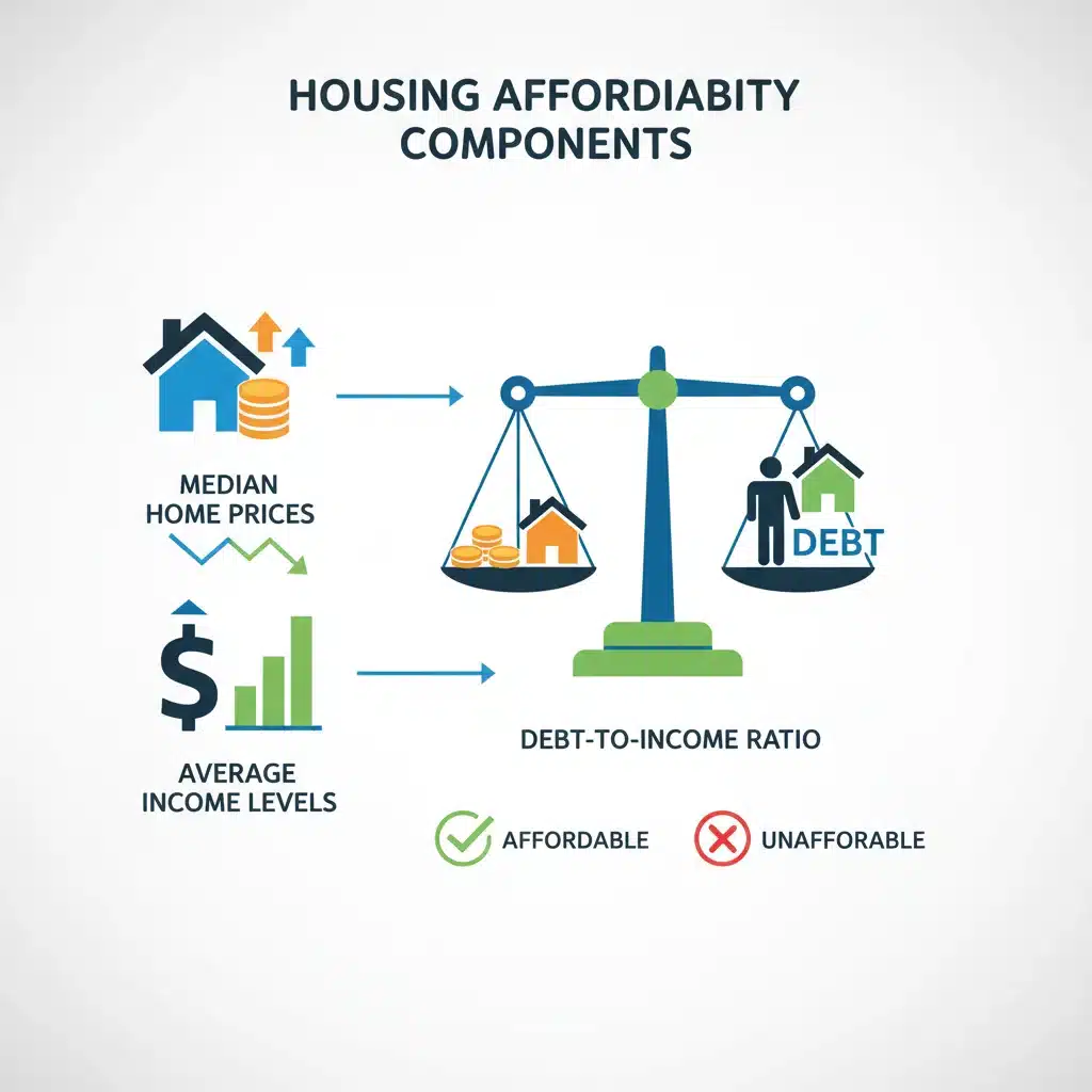 Infographic on housing affordability factors and challenges
